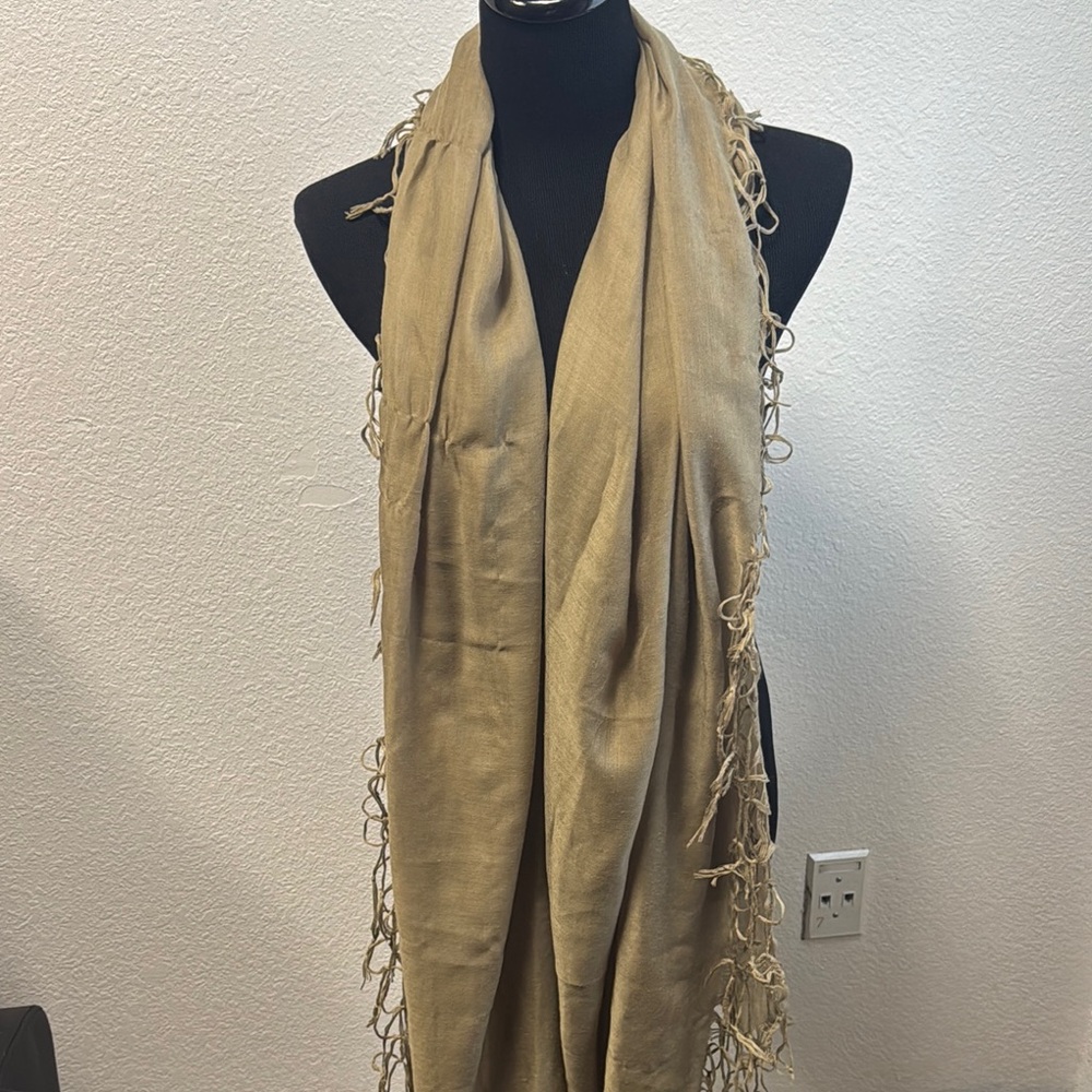 Olive Green Scarf with Fringe